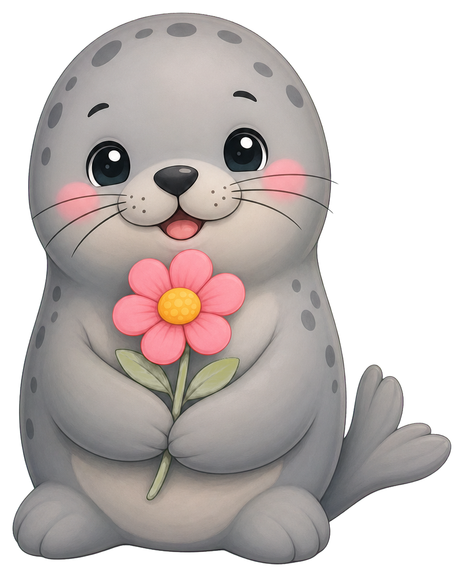 Preview for Seal Flower Sticker Graphic