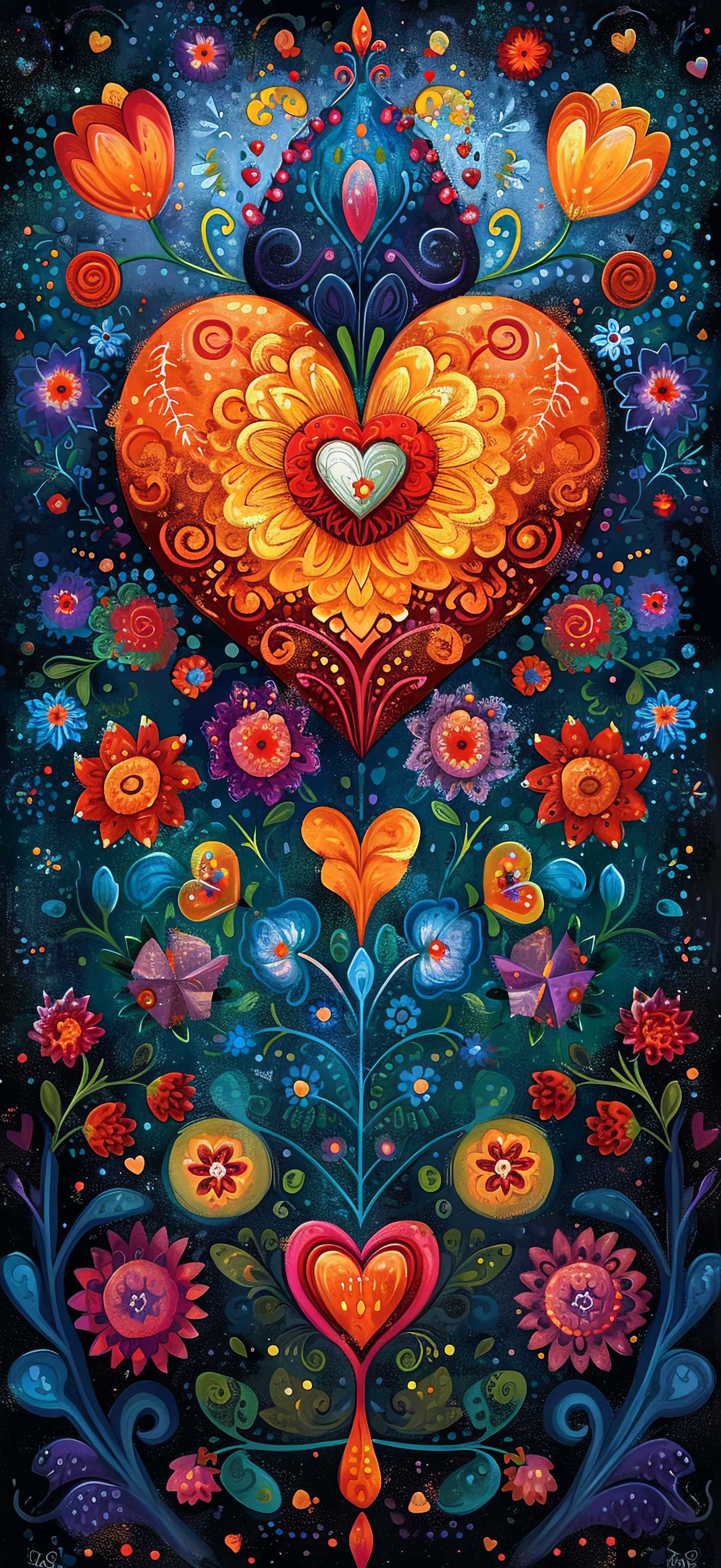 Preview for Floral-heart-illustration-heart-phone-background-22673
