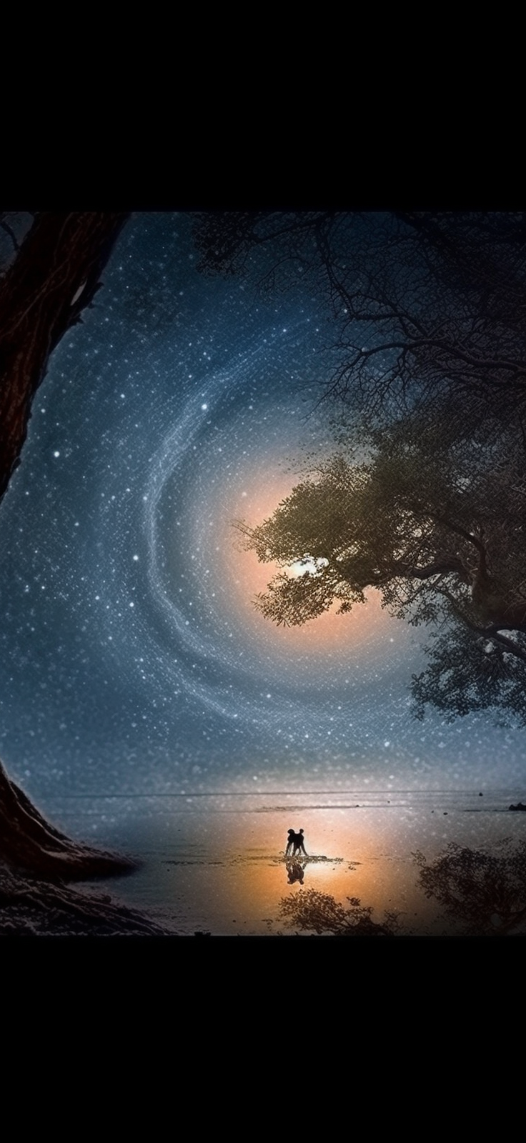 Preview for Mystical-night-sky-reflection-ai-phone-background-0680f