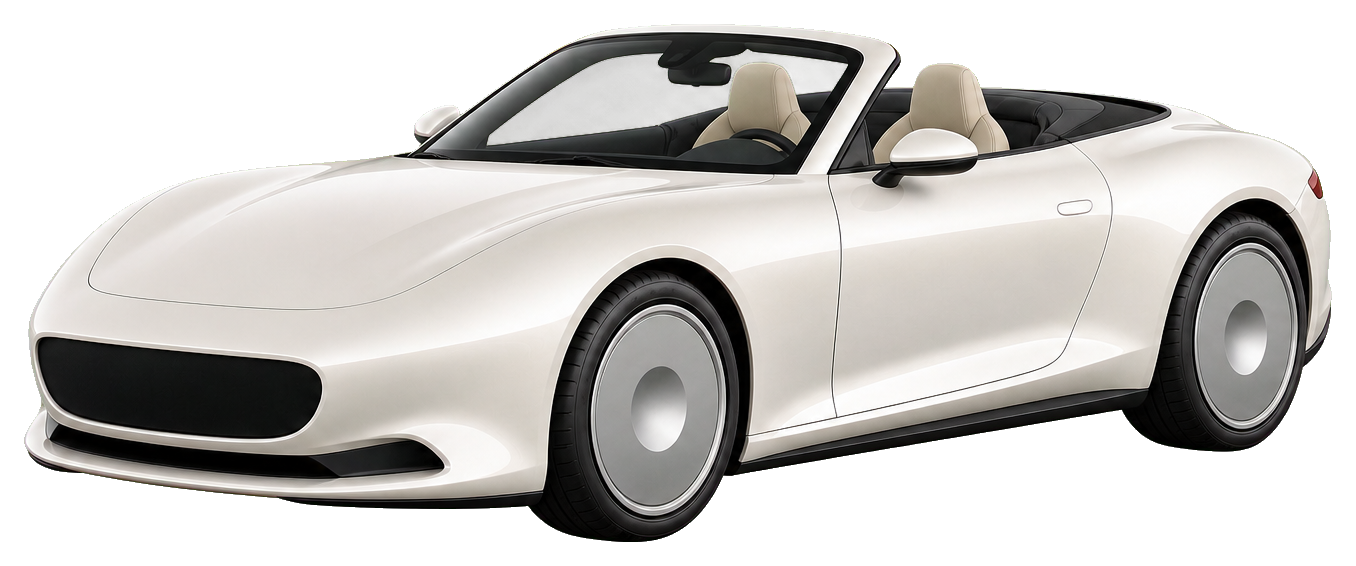 Pearl white luxury convertible sports car shown as a sticker graphic.