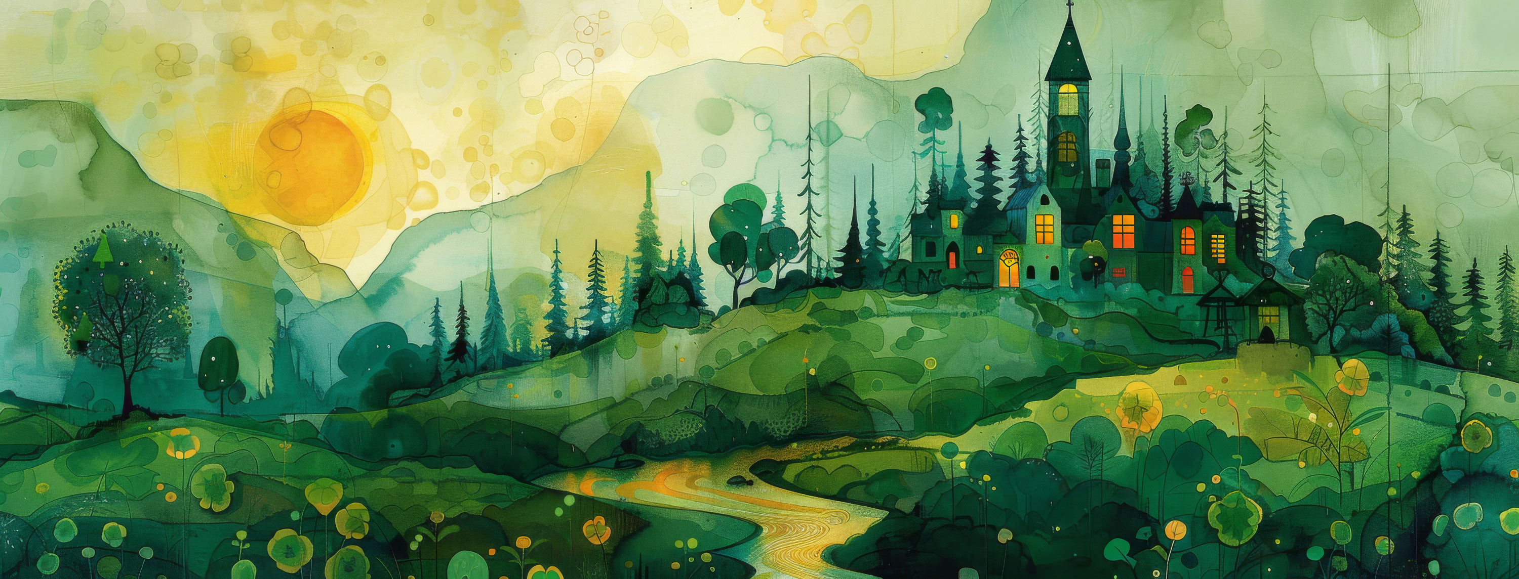 Preview for Watercolor-castle-landscape-st-patricks-background-e1452