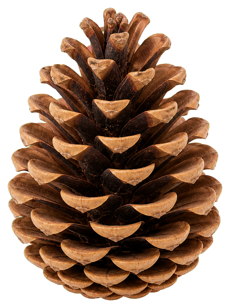 Realistic brown pinecone isolated on a transparent background