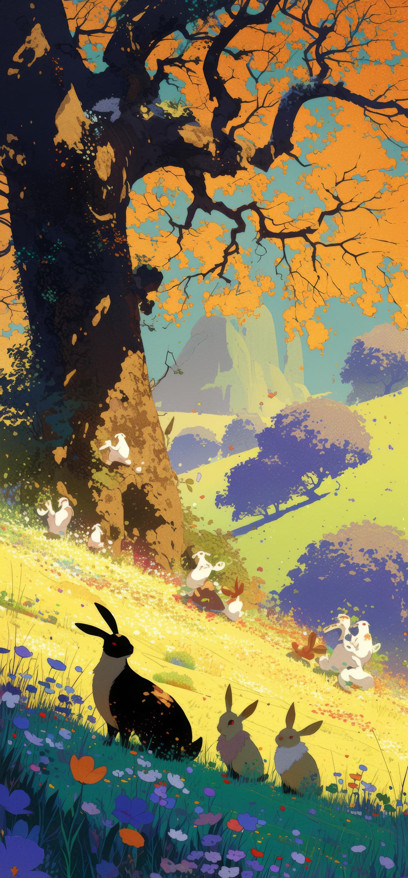 Preview for Autumn-rabbits-digital-art-easter-phone-background-ba5b6