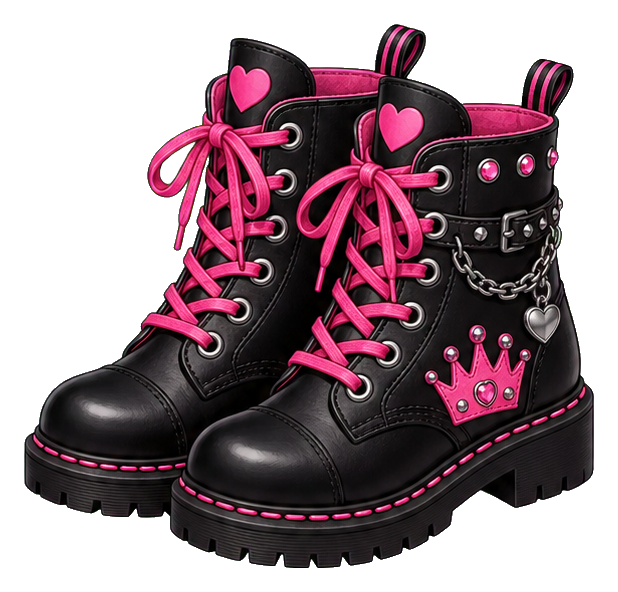 Preview for Black Combat Boots With Pink Laces Sticker
