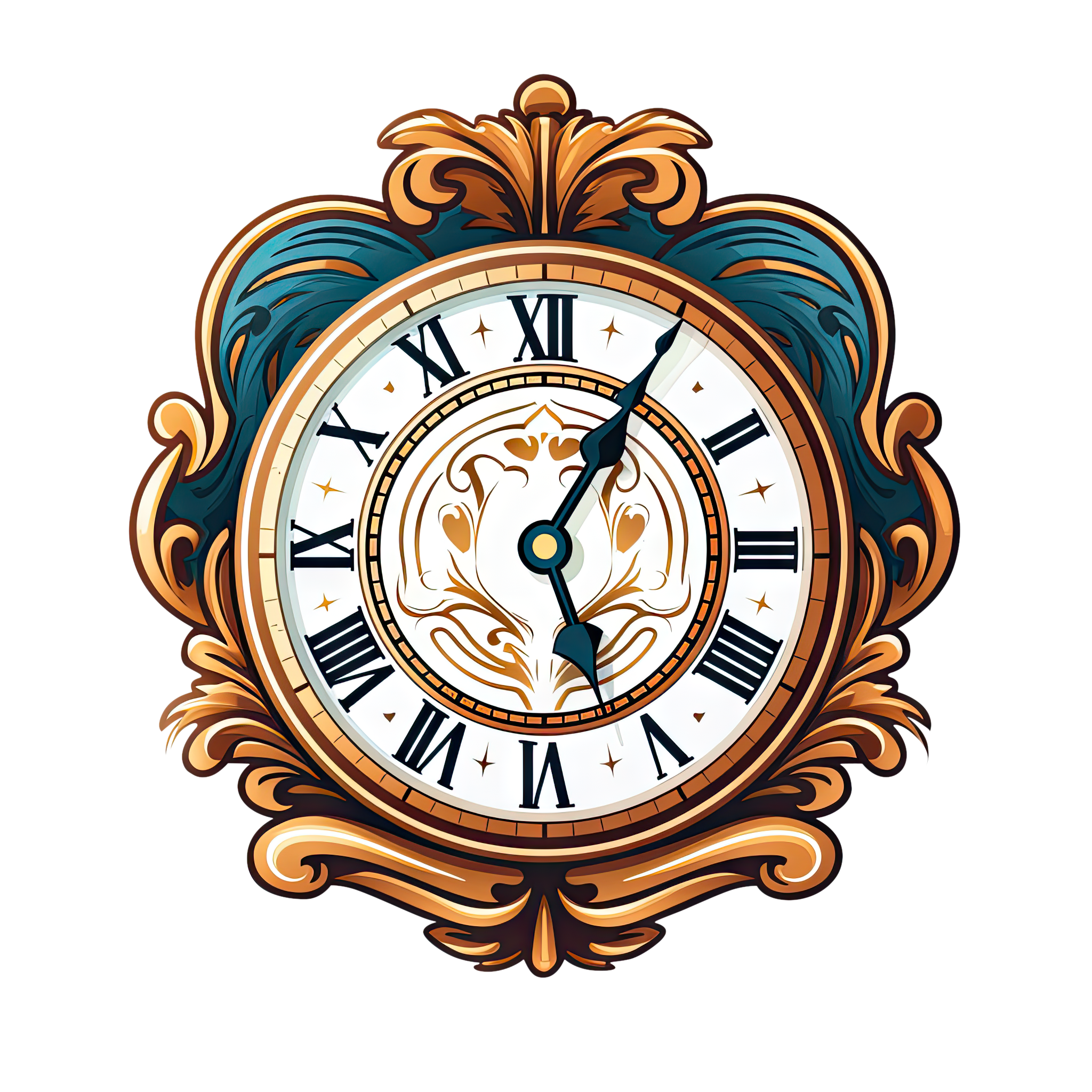 Preview for Ornate-clock-face-design-new-year-sticker-011a5