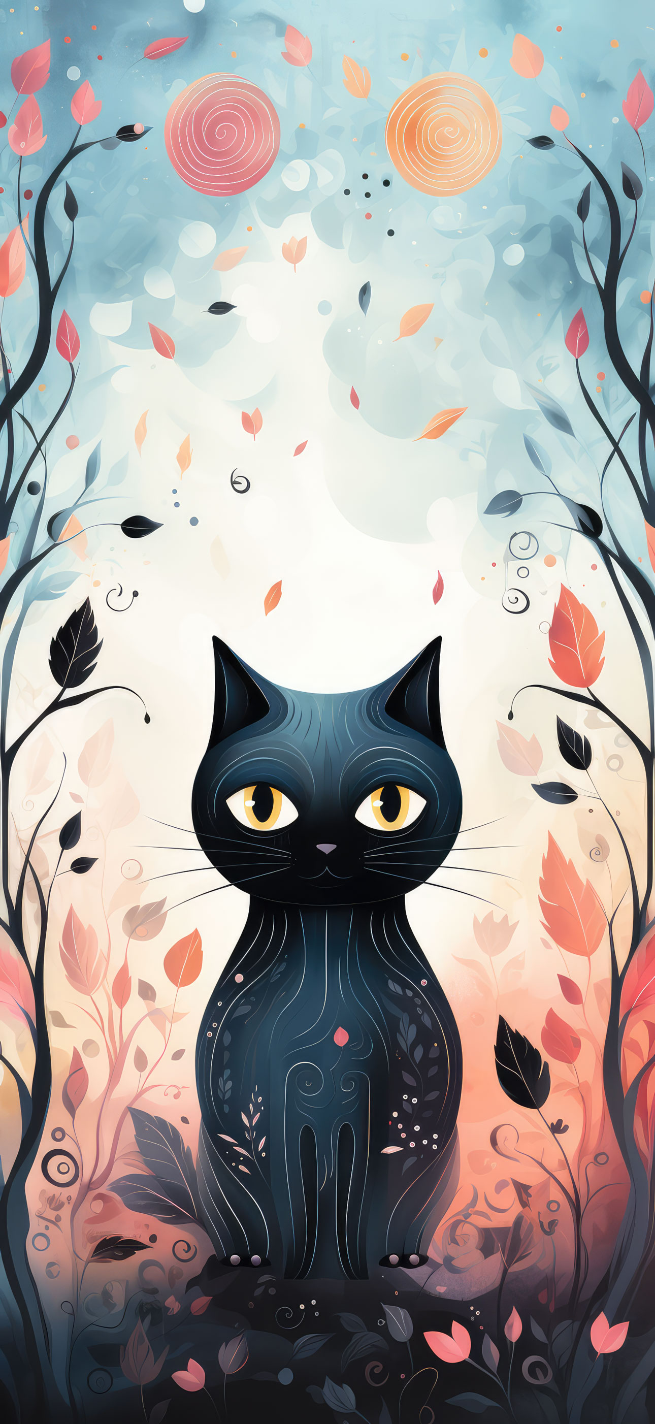 Preview for Whimsical-black-cat-illustration-halloween-phone-background-ceb50