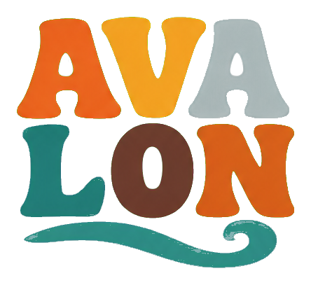 Retro multicolor Avalon word art sticker with wavy underline