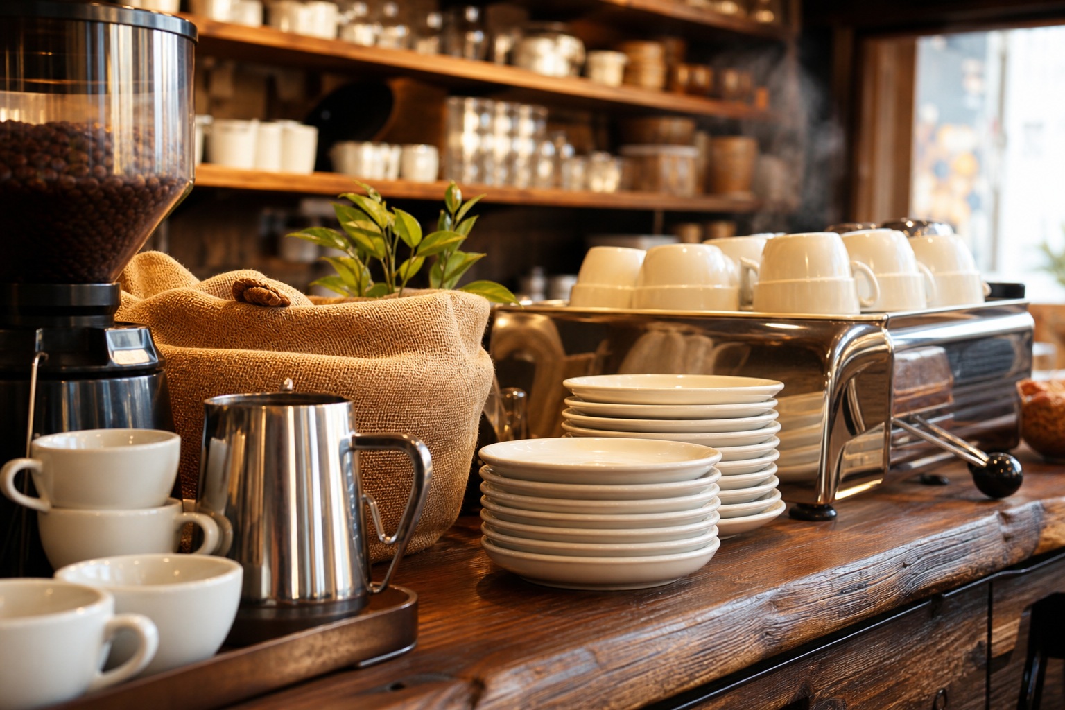 Preview for Warm Coffee Shop Workspace Background