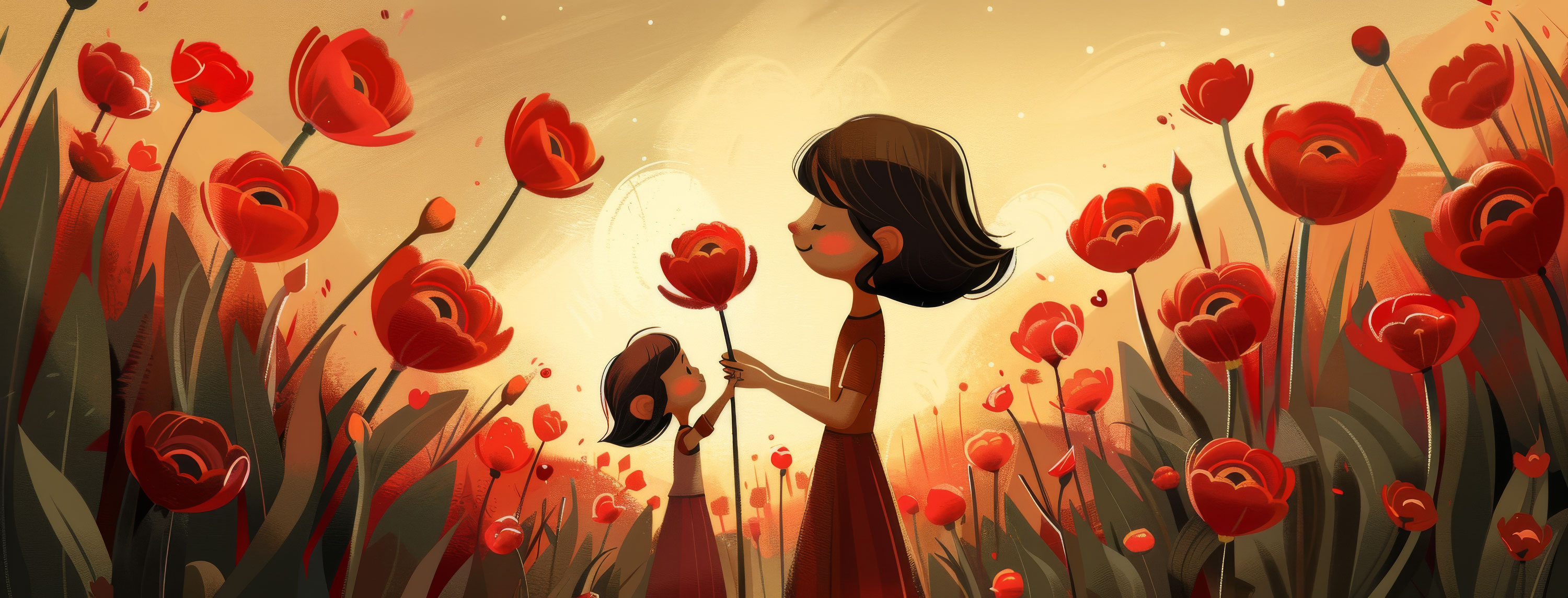 Preview for Mother-daughter-poppy-field-illustration-mothers-day-background-c65cc