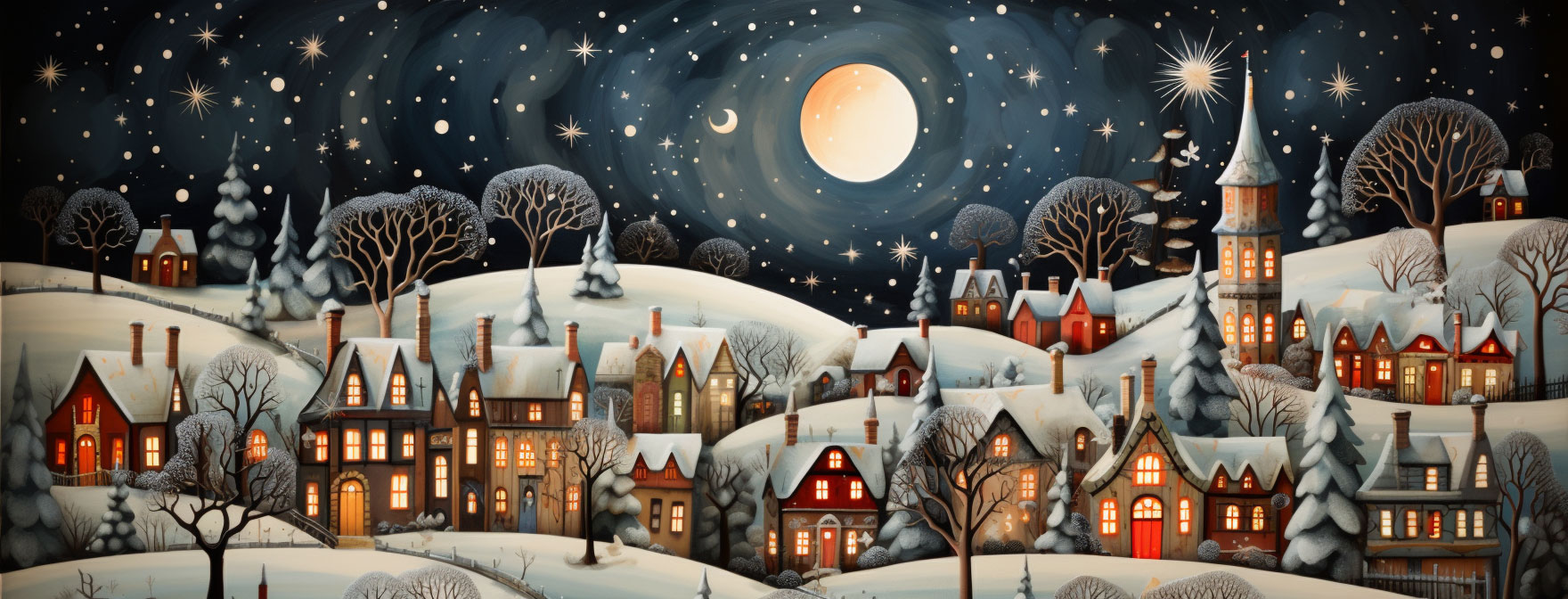 Preview for Winter-village-night-scene-christmas-cover-background-b6024