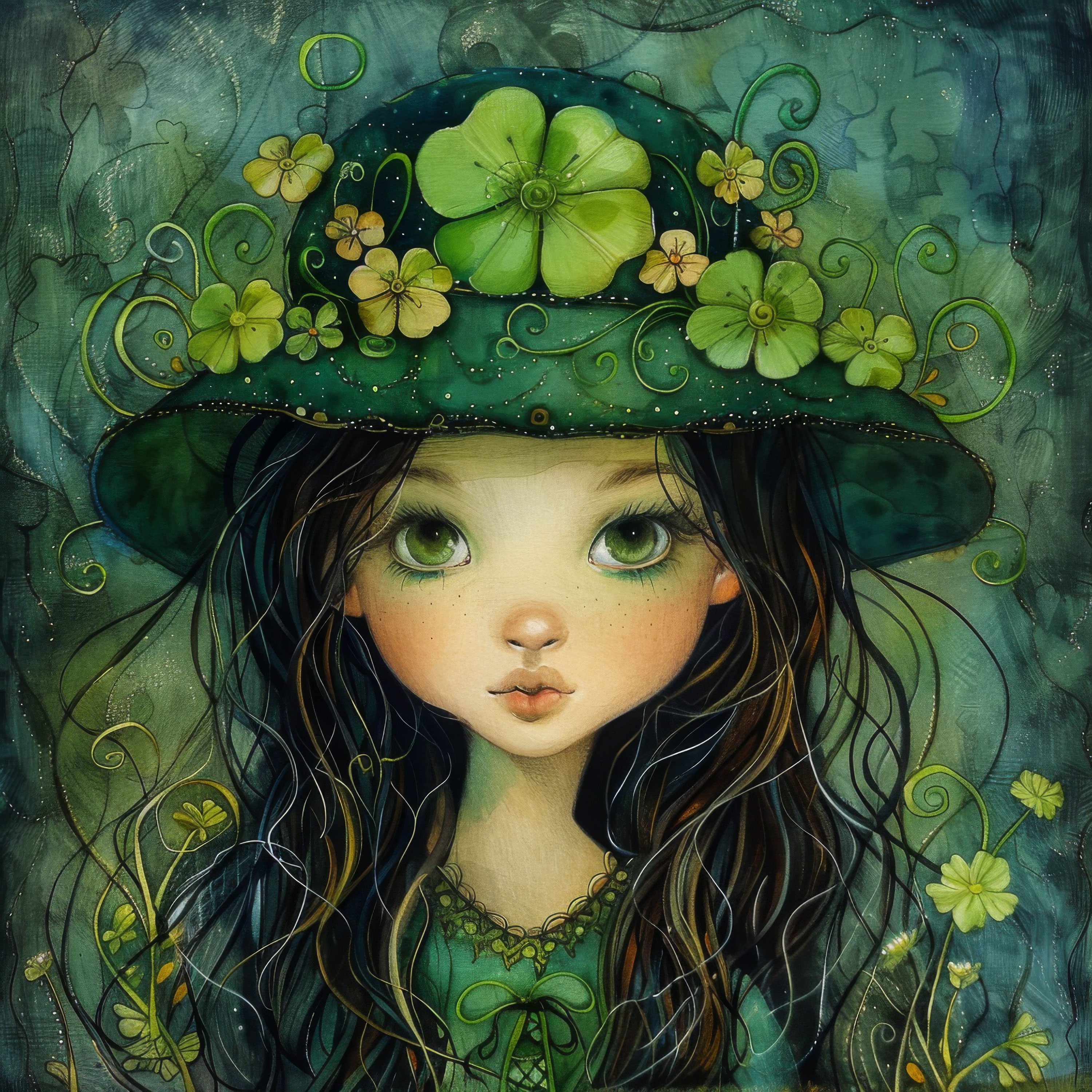 Preview for Lucky-charm-girl-shamrock-hat-st-patricks-background-98c29