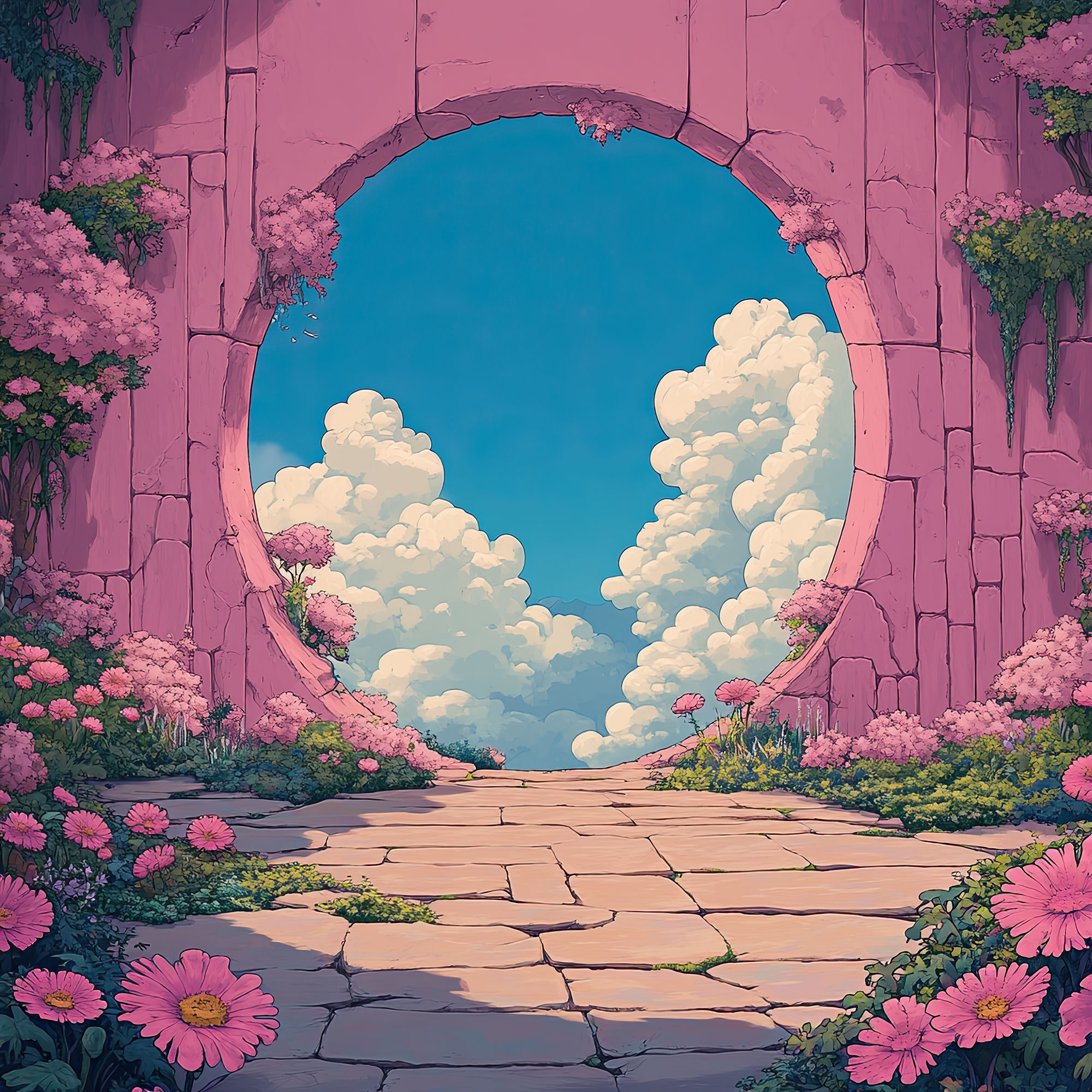 Preview for Pink-portal-serene-landscape-interior-backdrop-background-356b5