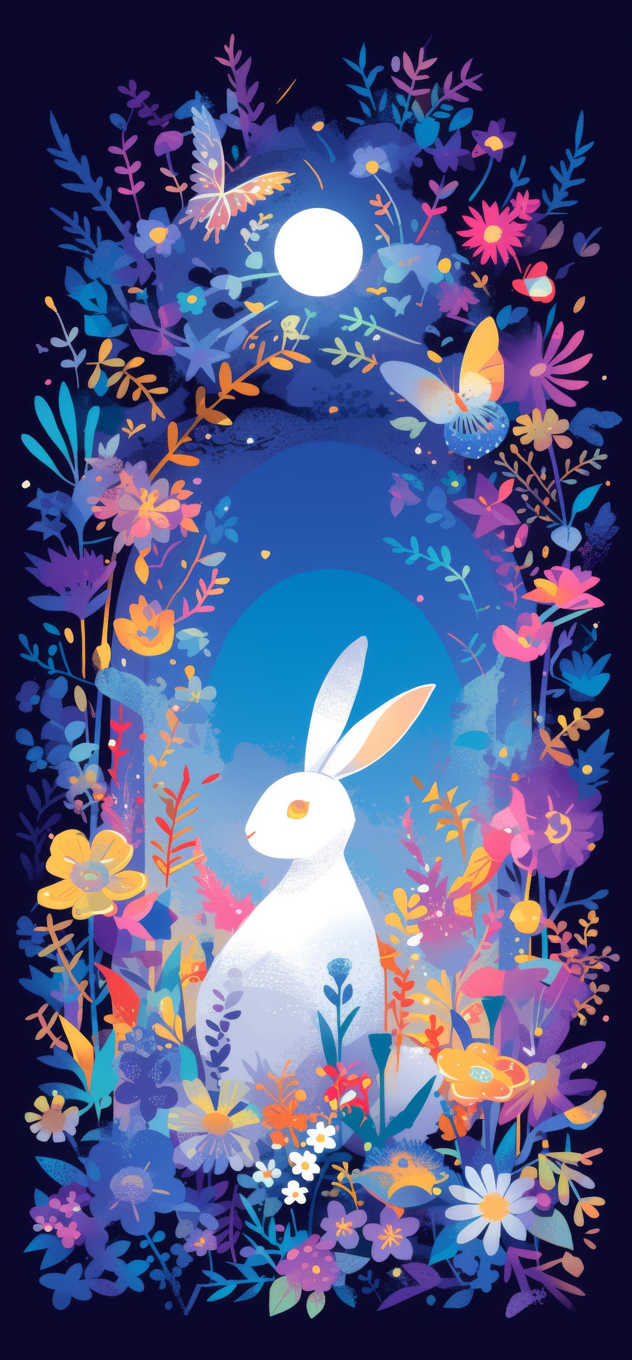 Preview for Moonlit-garden-rabbit-easter-phone-background-4982a