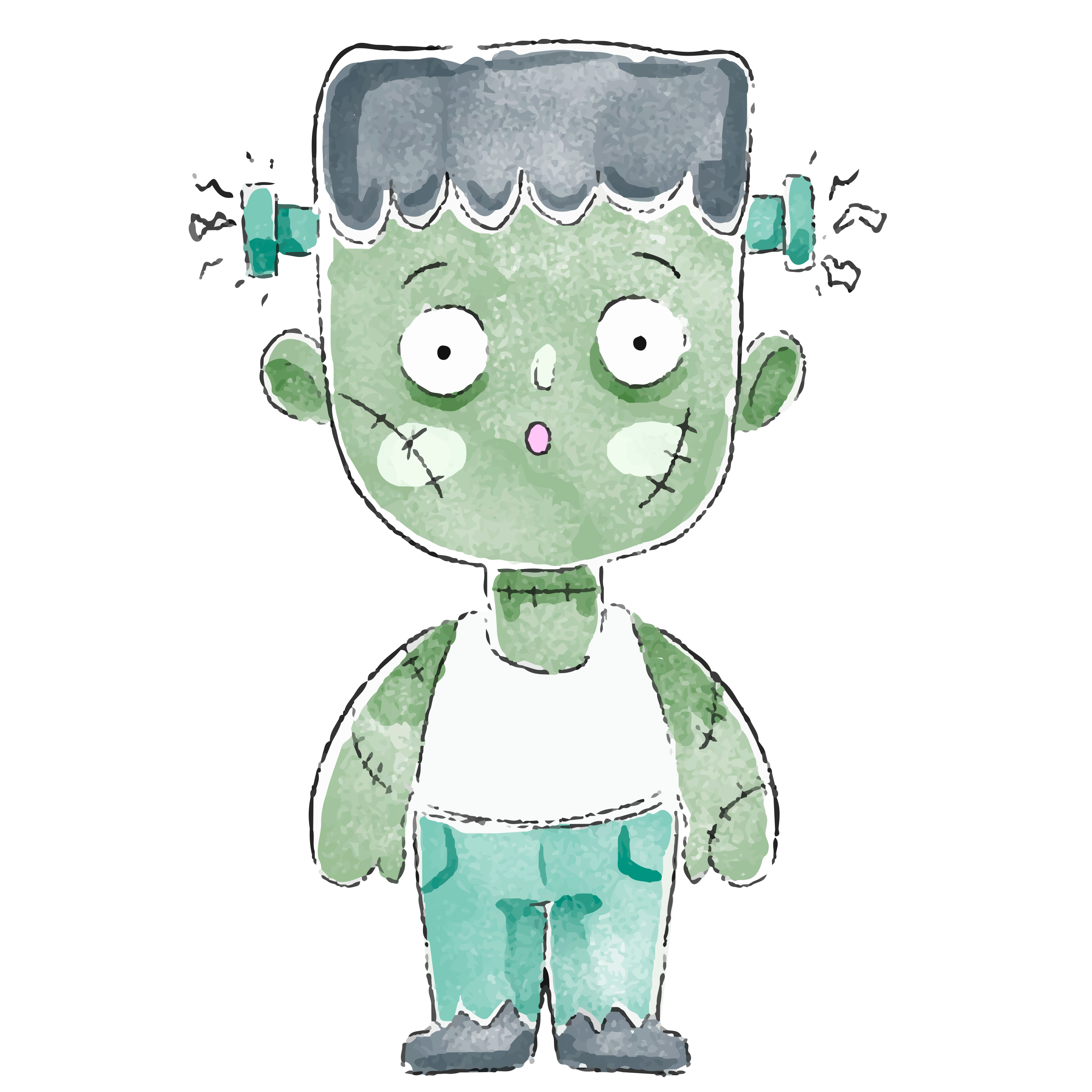 Preview for Cartoon-frankenstein-character-halloween-watercolor-sticker-77a2a