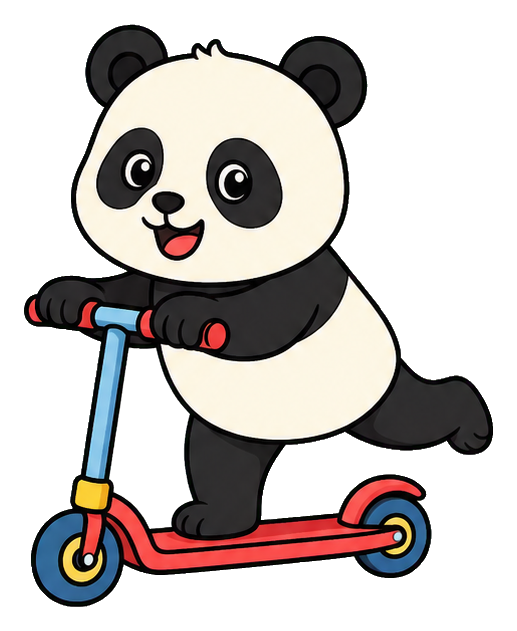 Preview for Panda Scooter Sticker Graphic