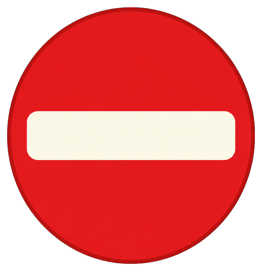 Red no entry sign sticker with a white horizontal bar in the center