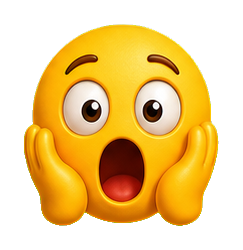 Yellow screaming face emoji with wide eyes and open mouth