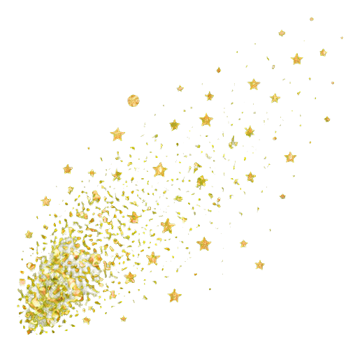 Diagonal gold glitter spray with scattered sparkling particles