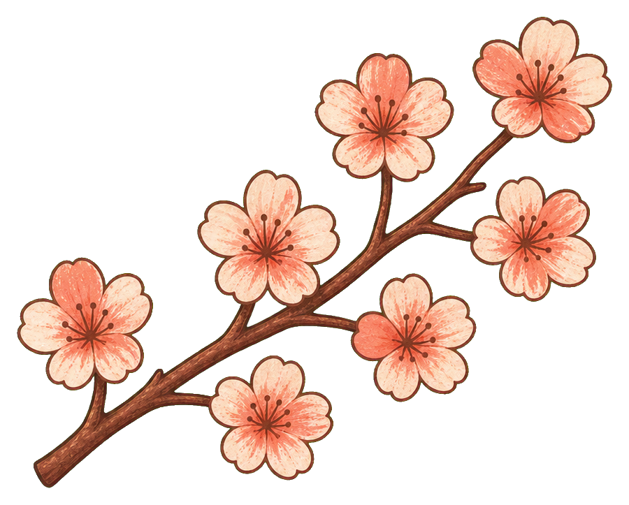 Preview for Coral Cherry Blossom Branch Sticker