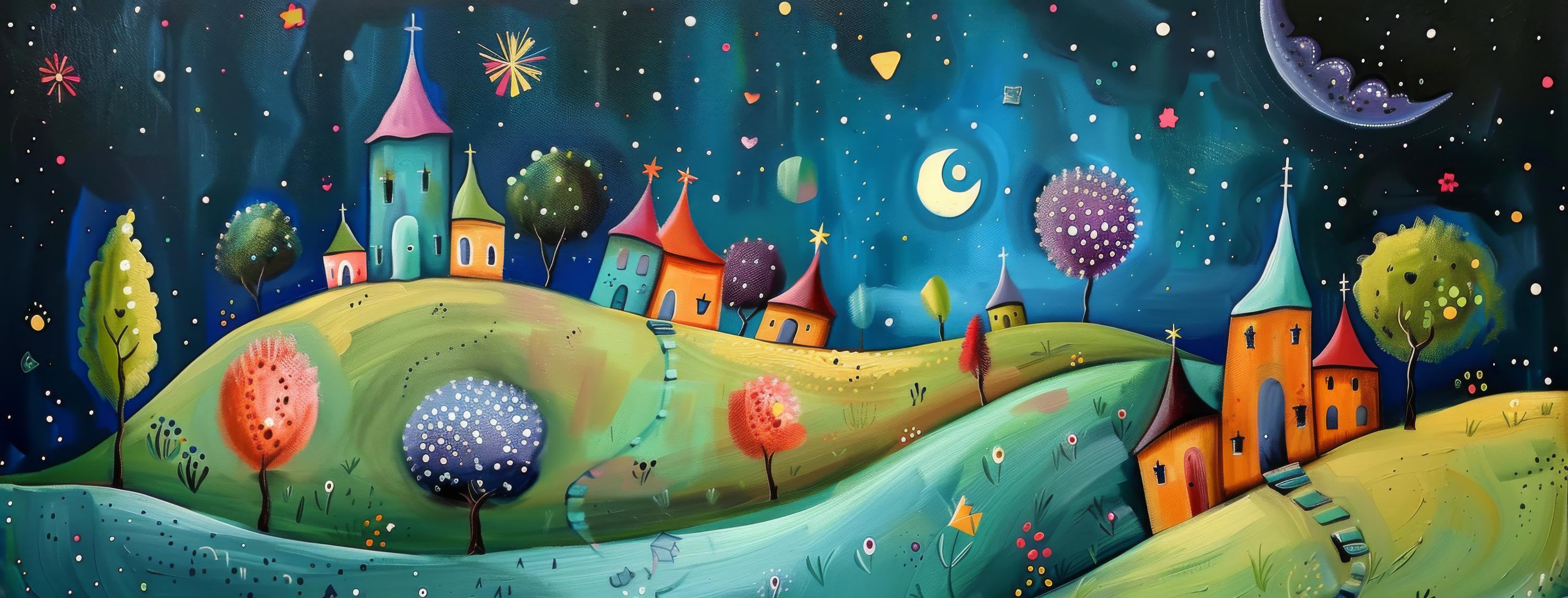 Preview for Whimsical-nighttime-village-scene-astrophotography-cover-backgro-77372