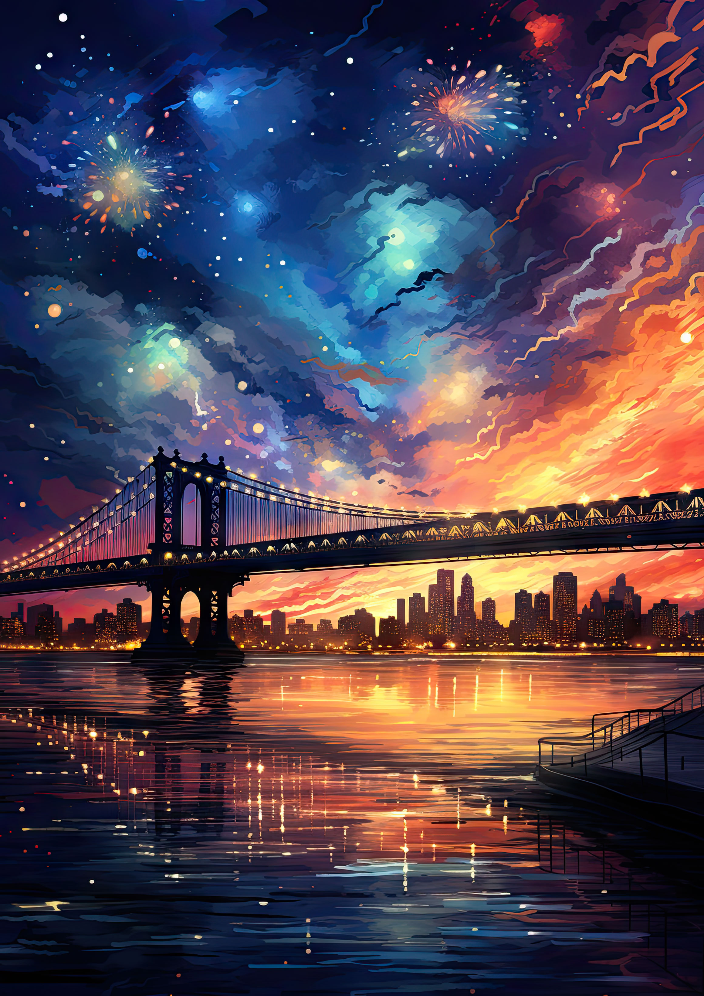 Preview for Cityscape-bridge-sunset-new-year-background-59458