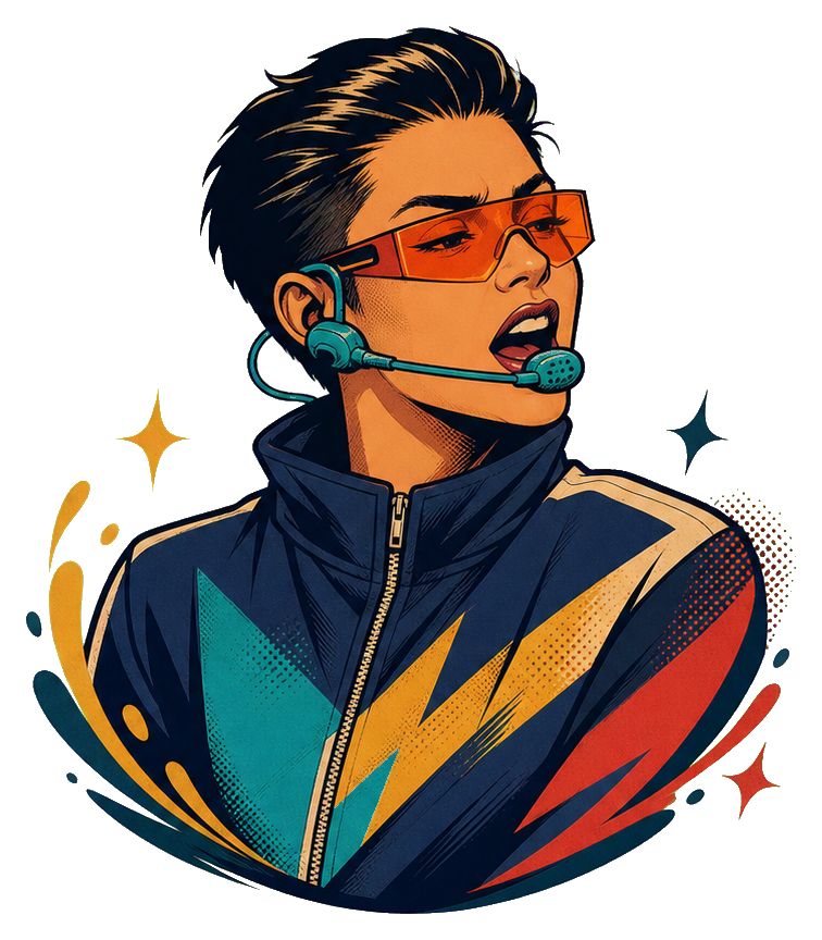 Preview for Orange Slicked Back Headset Hip Hop Sticker