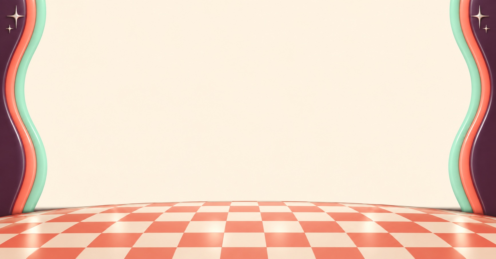 Preview for Wide Retro Dance Floor With Mint And Plum Contours