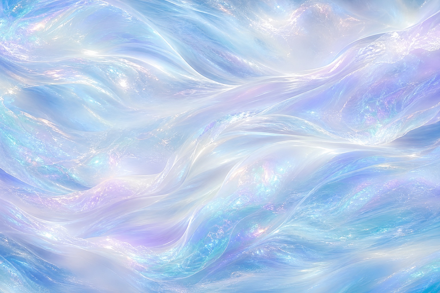 Soft iridescent blue and lavender abstract waves with a luminous pearly shimmer