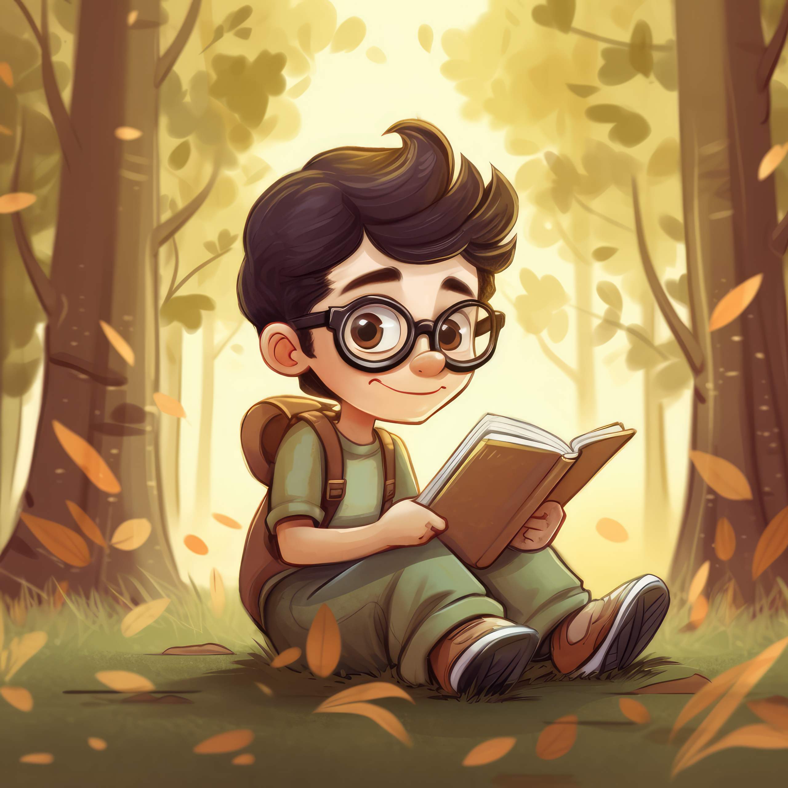 Preview for Boy-reading-in-the-woods-anime-background-d315a