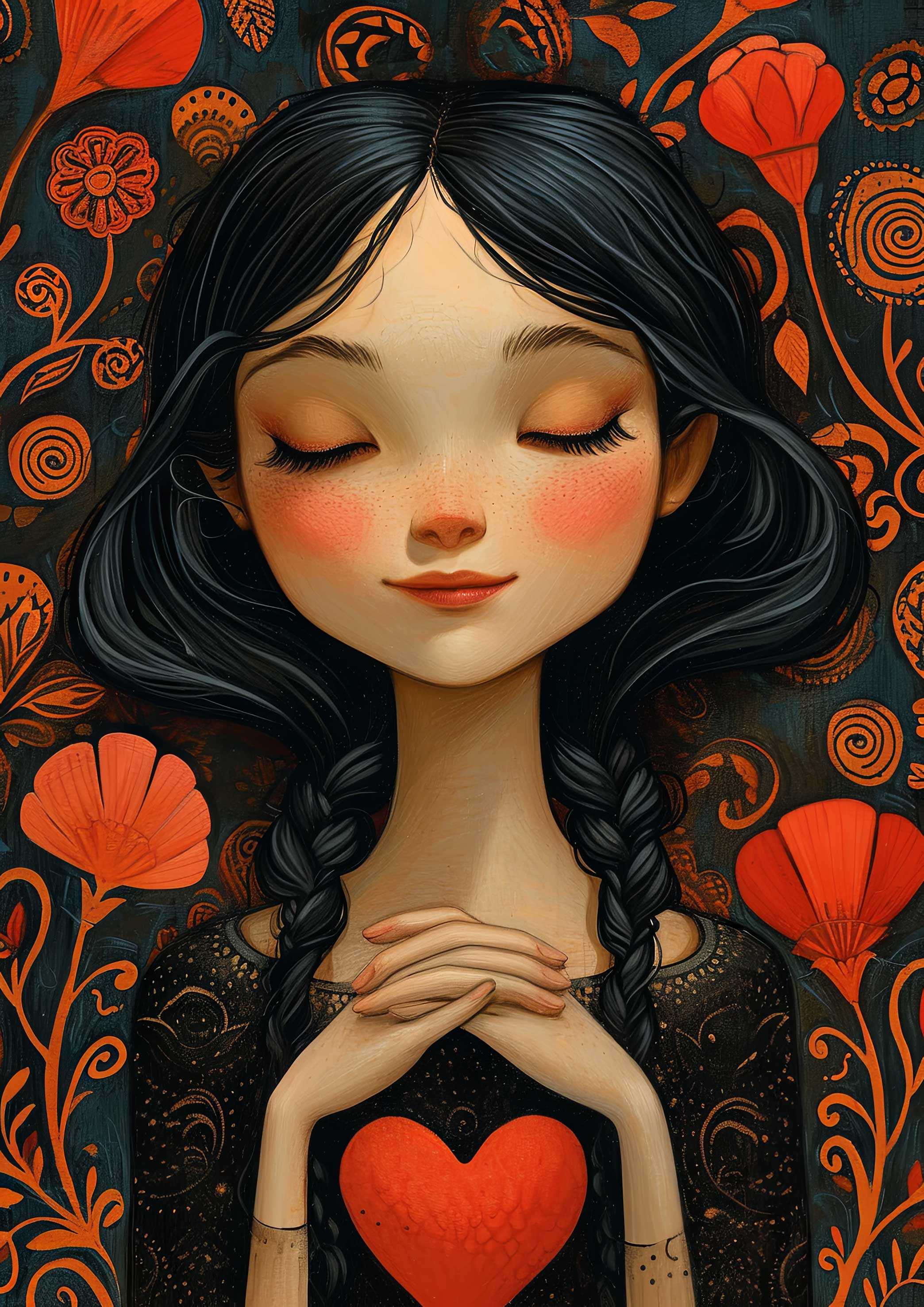 Preview for Serene-woman-heart-illustration-love-background-b145b