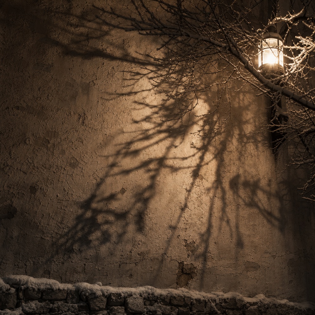 Preview for Isolated Night Light Snow Branch Projection Background