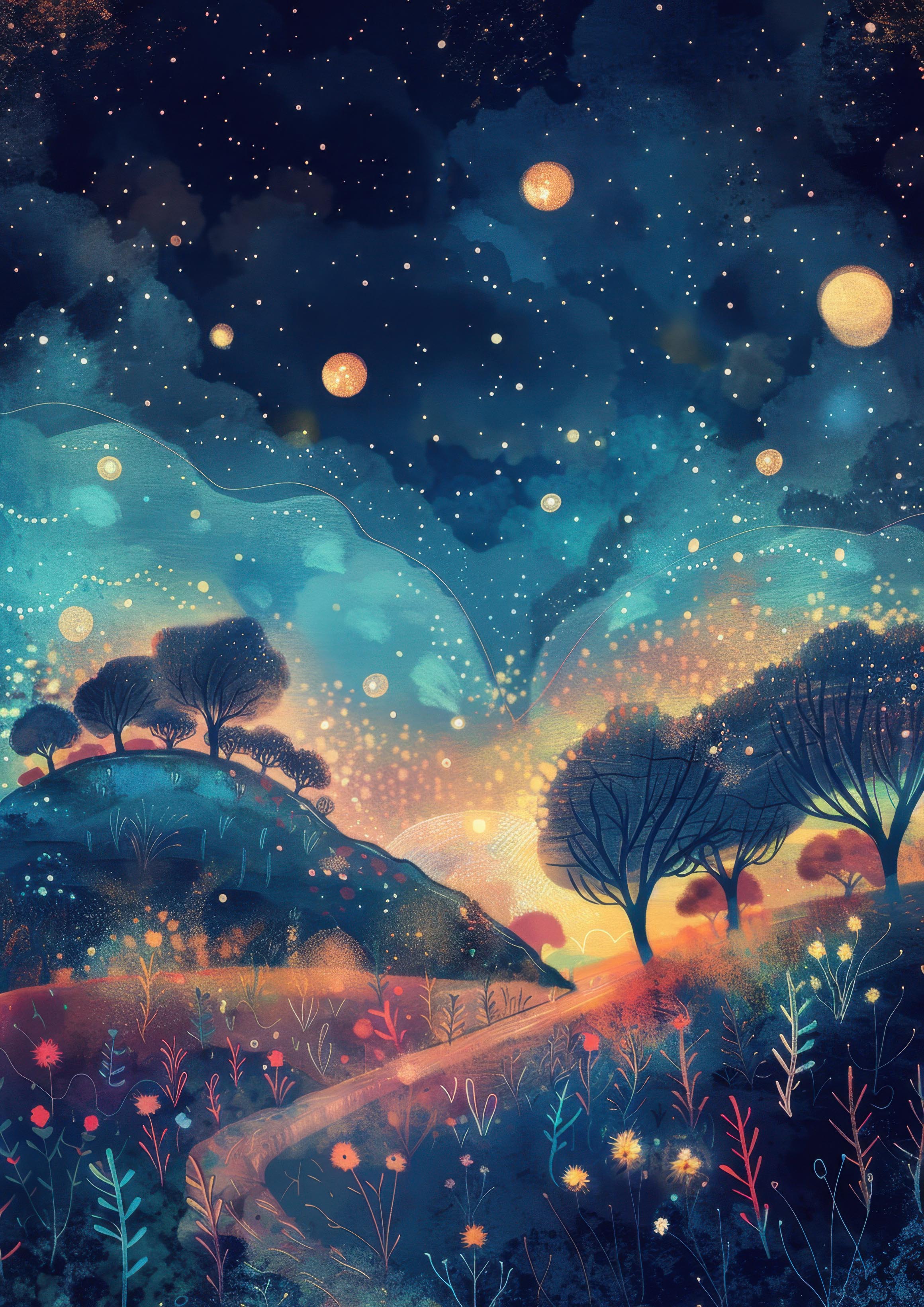 Preview for Whimsical-night-landscape-art-astrophotography-photo-background-68717