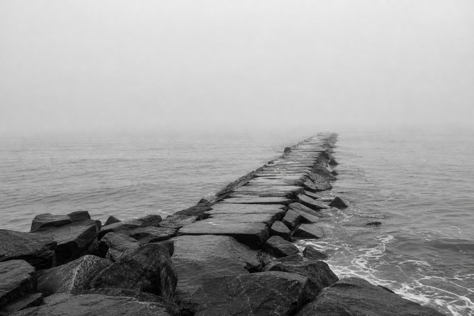 Preview for Misty Black And White Breakwater Background