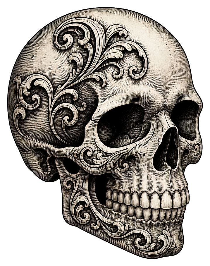 Preview for Baroque Scroll Skull Sticker