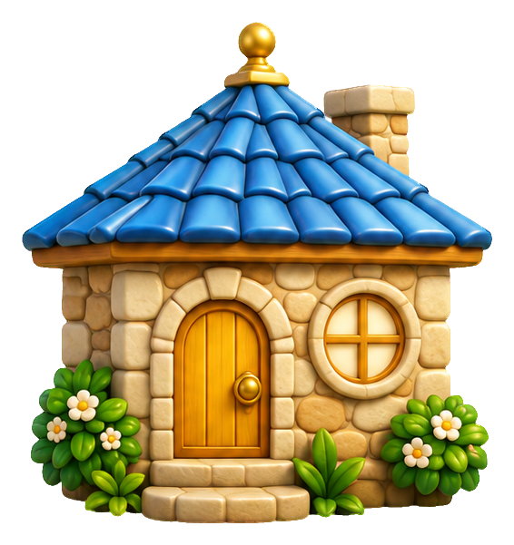 Preview for 3d Cozy Cottages Blue Roof Cottage