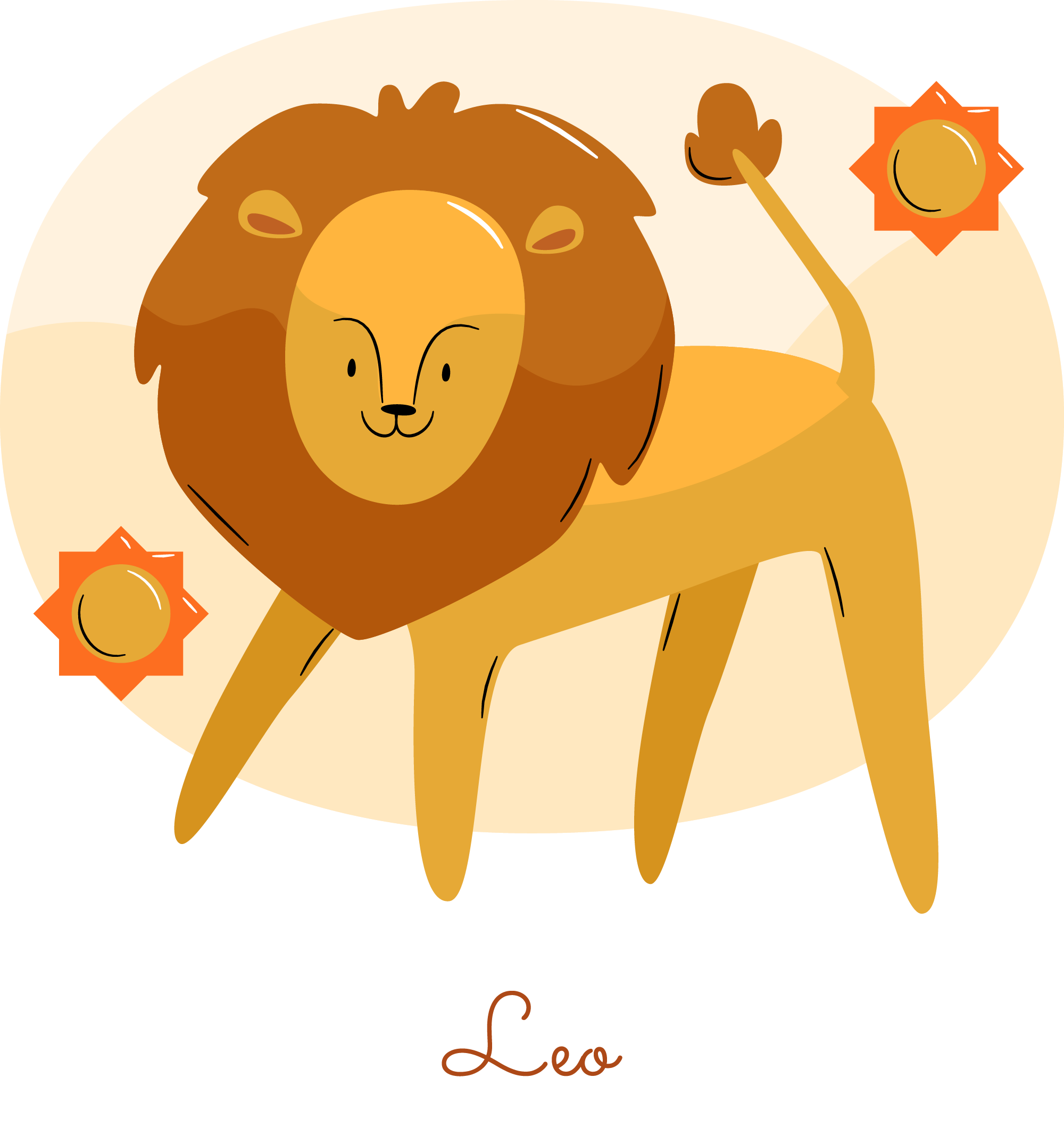 Preview for Cartoon-lion-illustration-template-zodiac-sticker-fc815