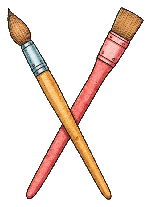 Preview for Wooden Paintbrush Pair Sticker