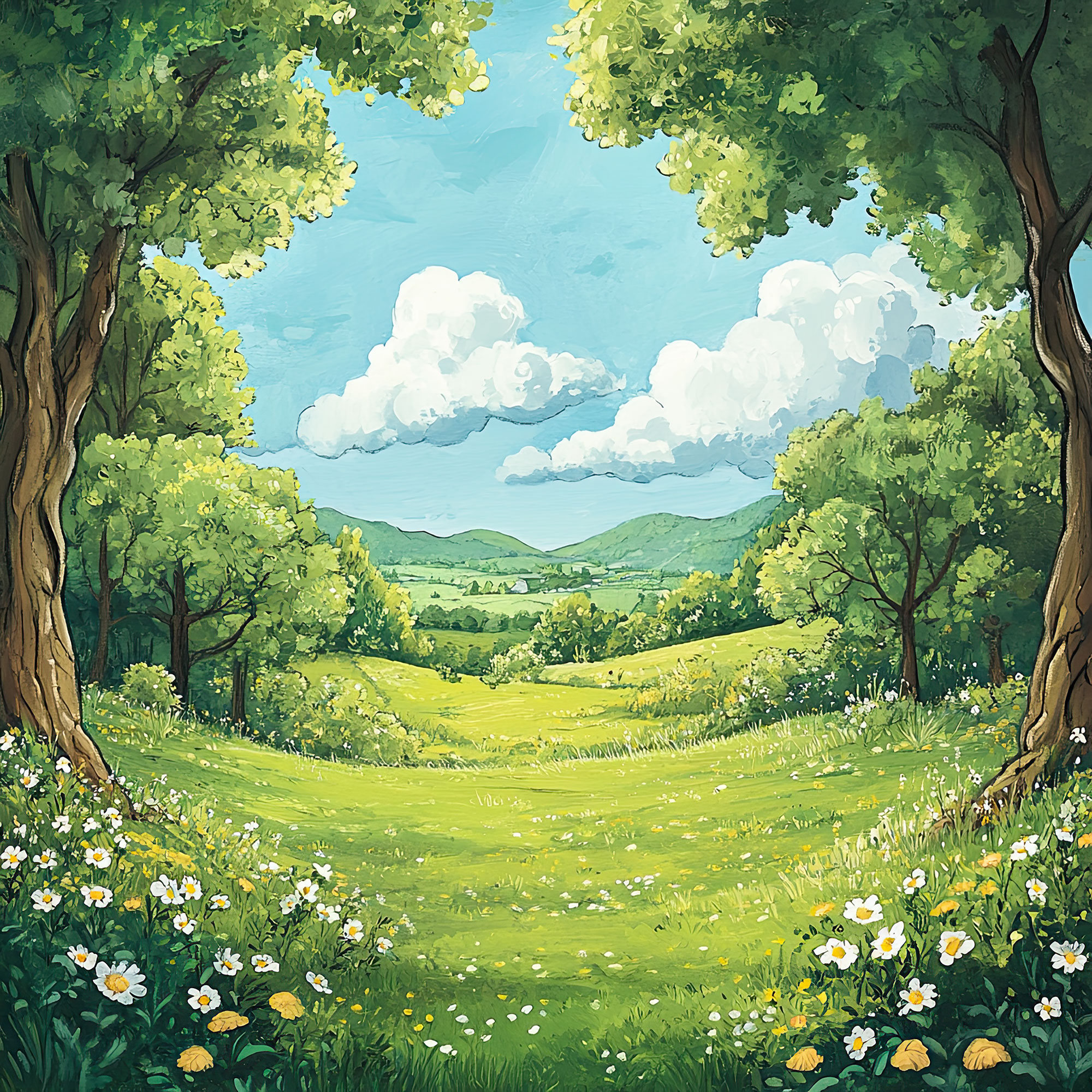 Preview for Serene-landscape-illustration-nature-backdrop-background-46a08