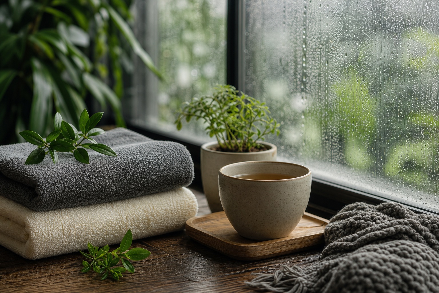 Preview for Rainy Window Wellness Stock Background