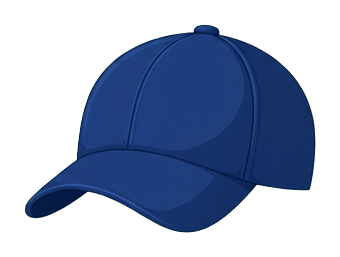 Blue baseball cap sticker shown in side view with a curved brim.