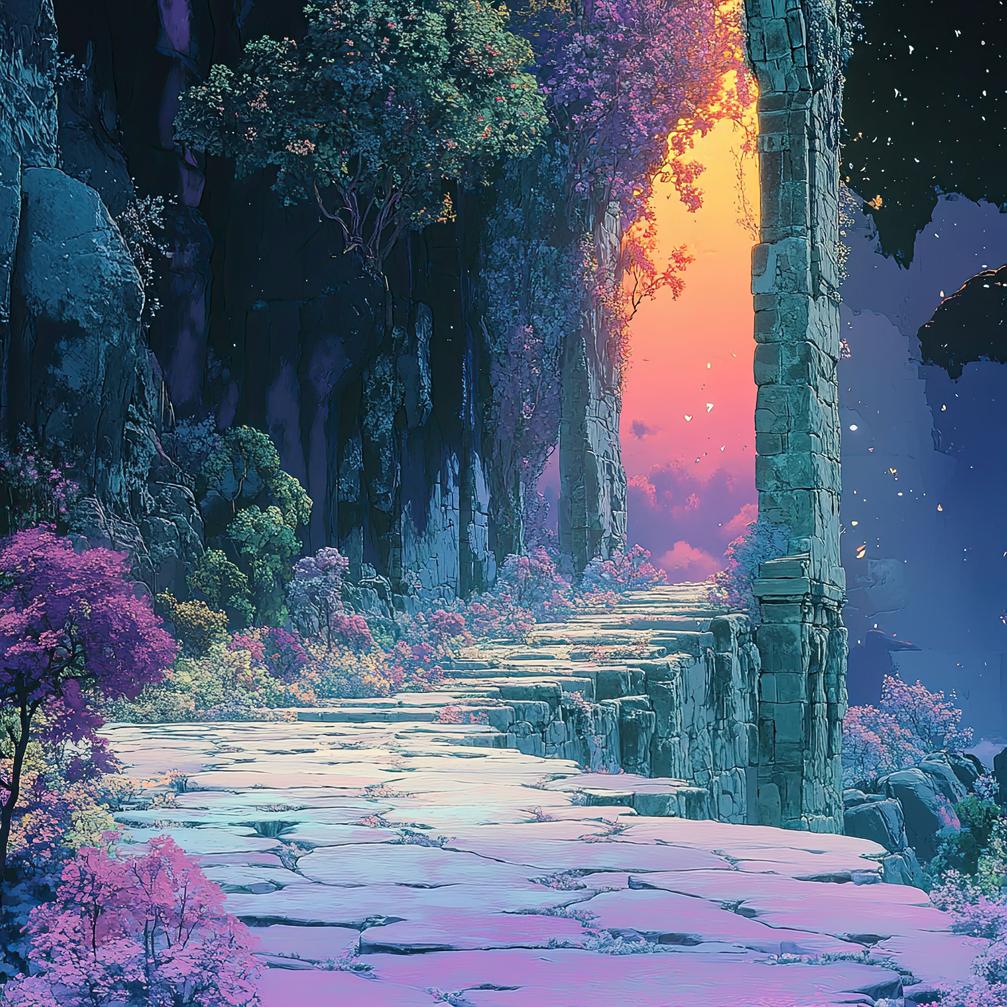 Preview for Mystical-pathway-to-ancient-ruins-nature-backdrop-background-14b87