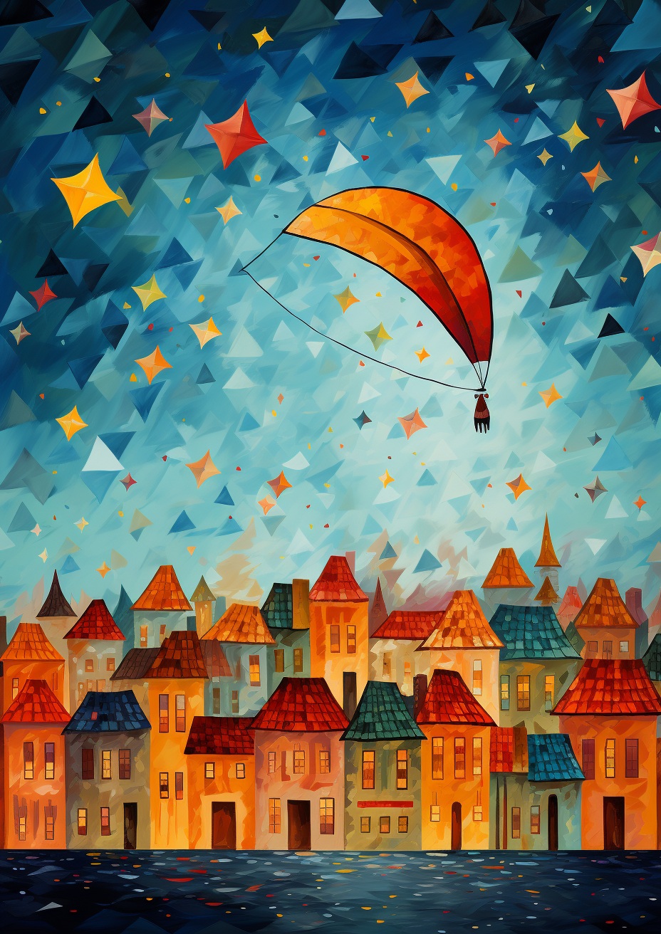 Preview for Whimsical City Rooftops Sky Background