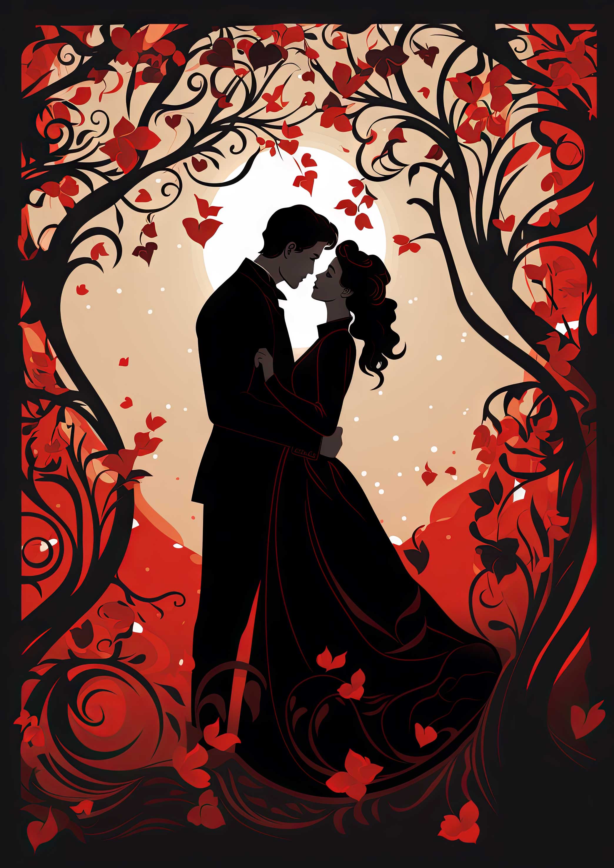 Preview for Romantic-couple-silhouette-art-love-background-3979e