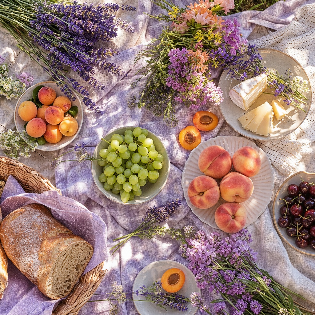 Preview for Lavender Linen Garden Picnic Stock Background