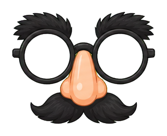 Round disguise glasses with a fake nose, mustache, and bushy eyebrows.