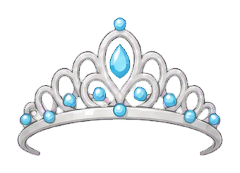 Blue and silver tiara with jewel details and curved base