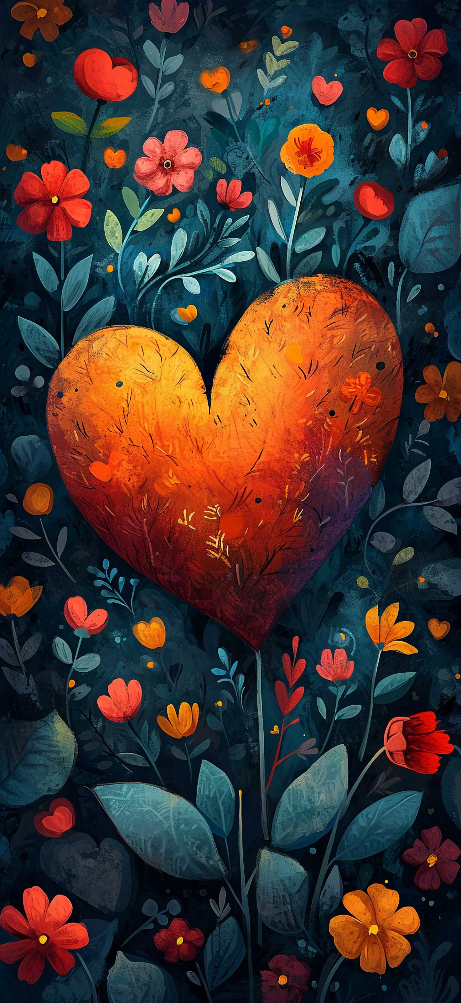 Preview for Heart-among-flowers-heart-phone-background-7100a