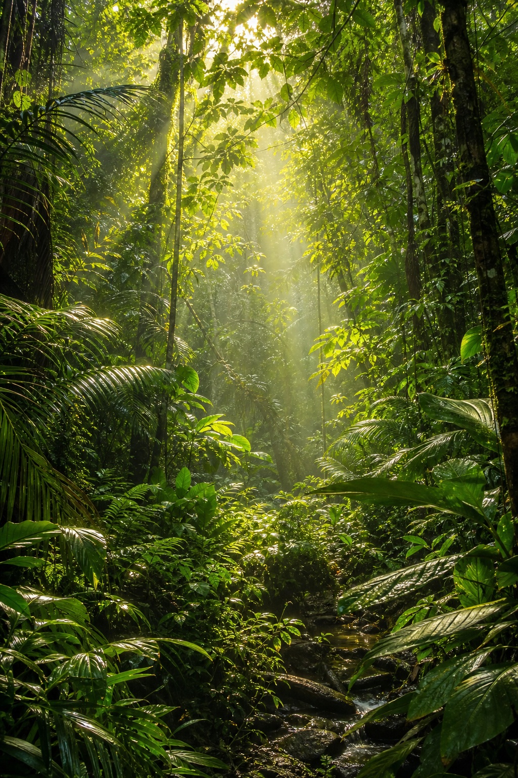 Preview for Lush Rainforest Sunbeams Background
