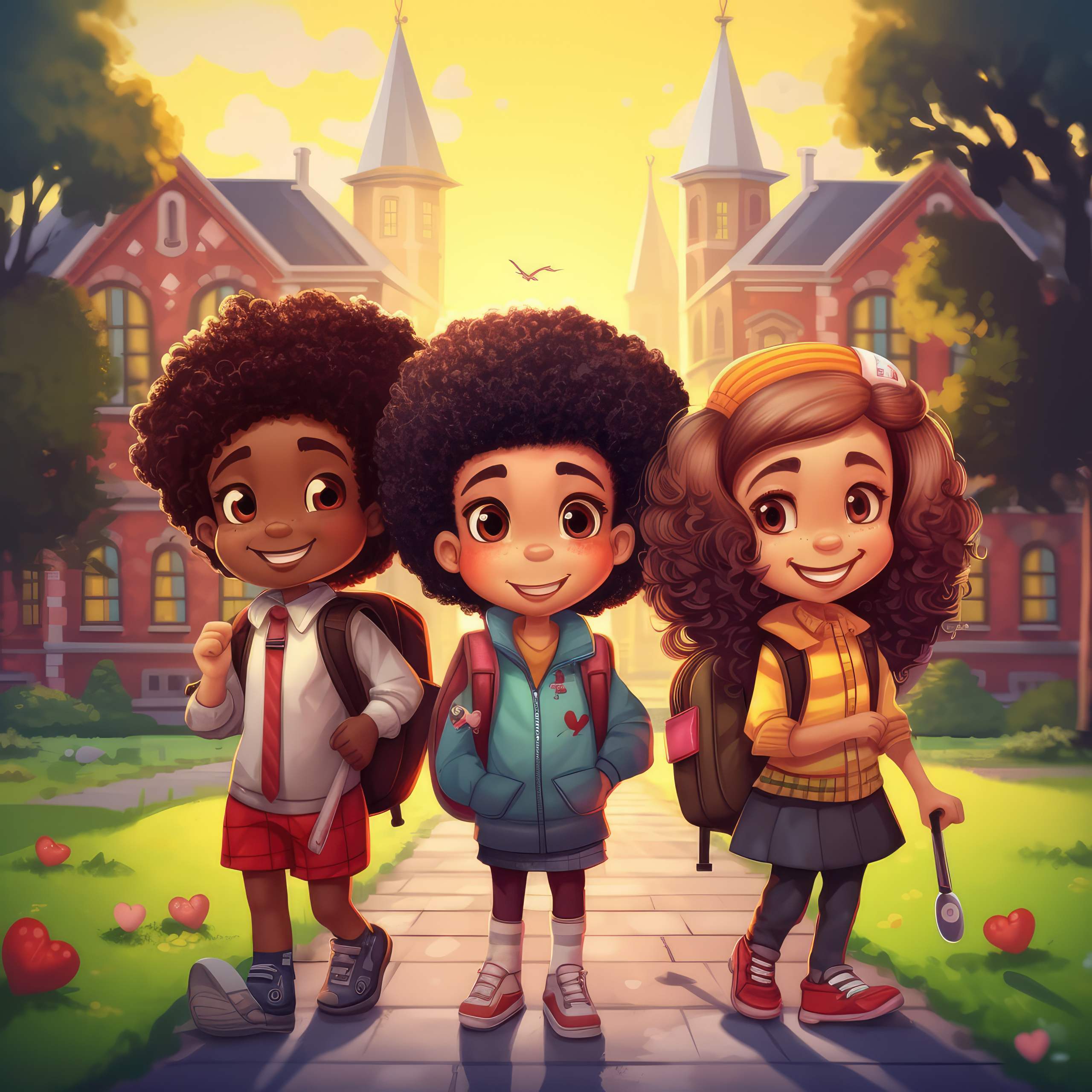 Preview for Diverse-students-heading-to-school-anime-background-0bc20