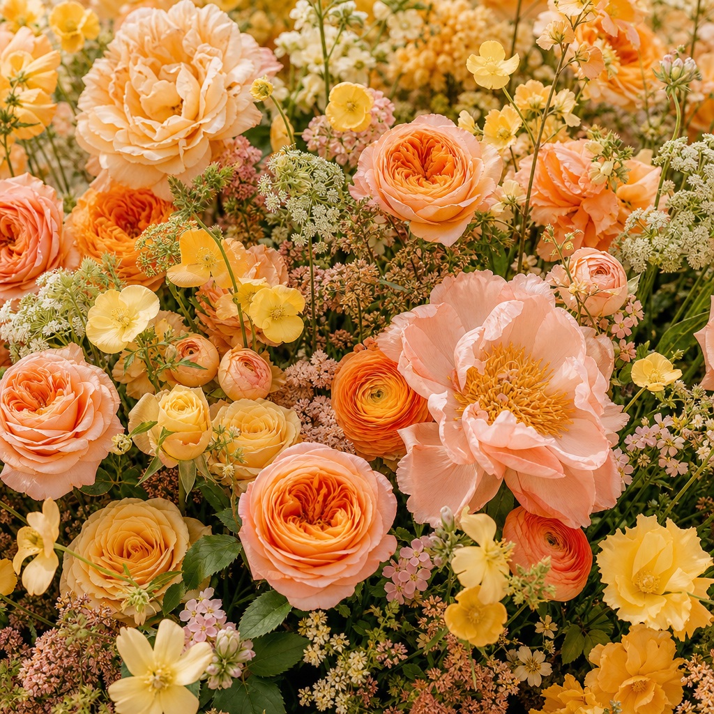 Preview for Sunset Apricot Wildflower Wedding Background